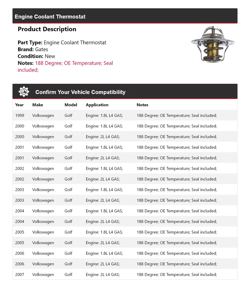 Ворота термостата охлаждающей жидкости для двигателя Volkswagen Golf 1999-2007 годов выпуска 2000 2001 2002 годов выпуска - Изображение 2 из 4