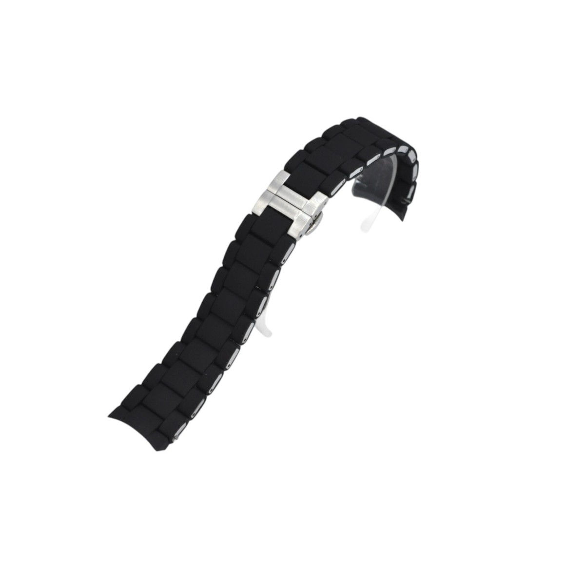 AR5868 20mm Black&Silver Rubber Plated Steel Bracelet For Emporio