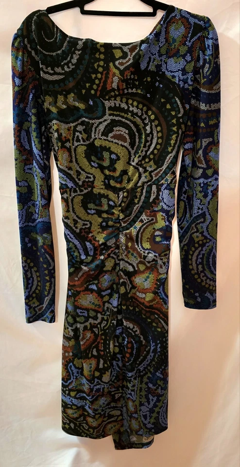 Vestido DONNA MORGAN Colorido Geométrico Envolvente Sobre el Frente Talla 12 Foto 2 de 2