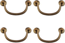 Txinmin 4 Pack Traditional Bail Cabinet Hardware Handle Pull Antique Brass Drawe
