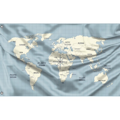 World Map Flag Unique Design 3x5 Ft / 90x150 cm size, EU Made