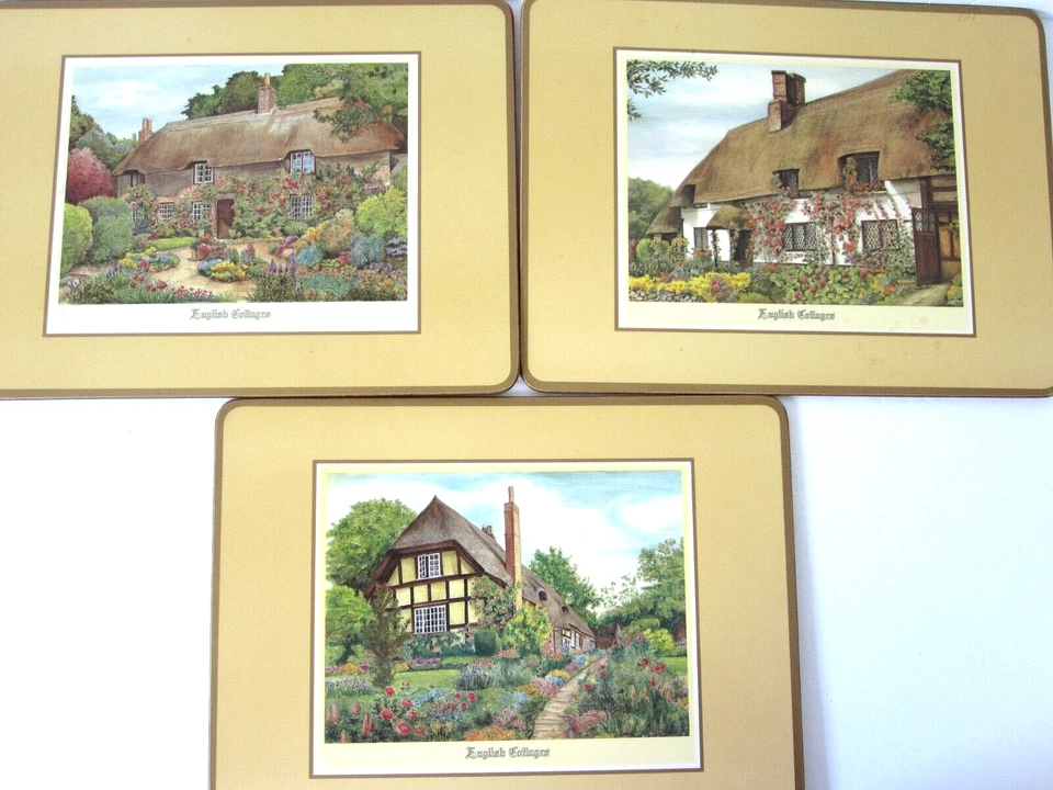 12" x 9" Pimpernel Englisch Cottages Tischsets DeLuxe Oberfläche 3er Set