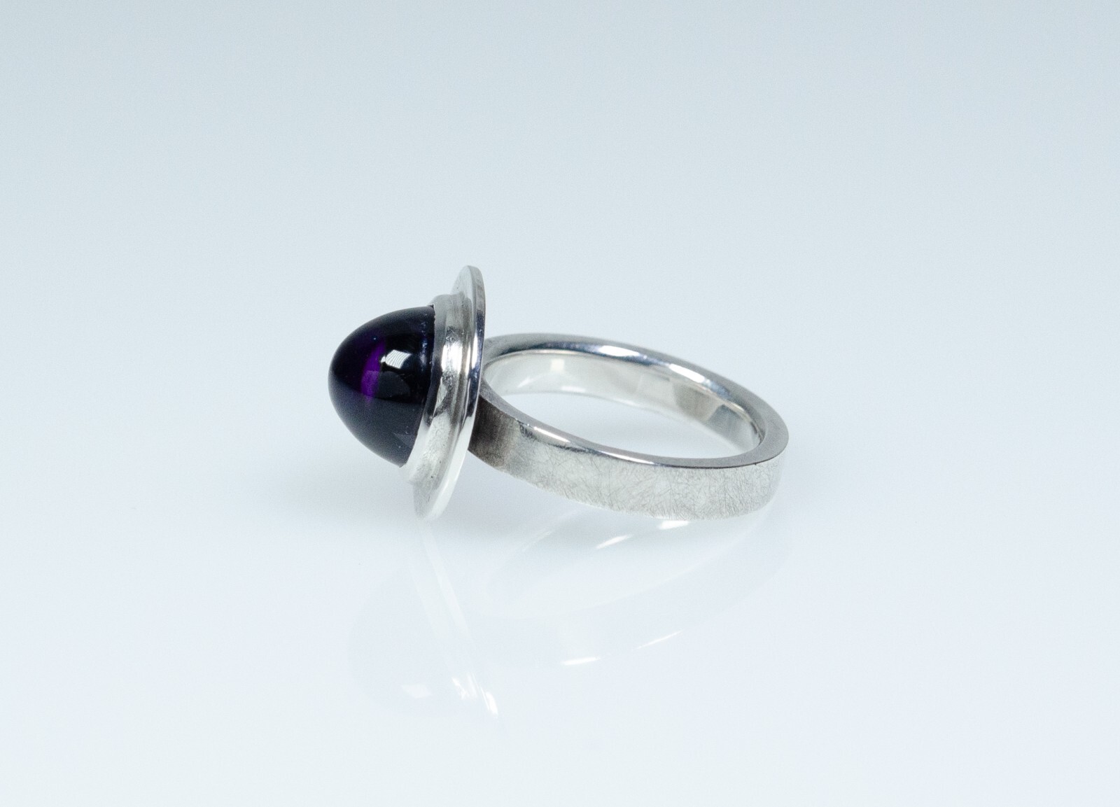 925 Silver - Vintage Solid Ring - Amethyst - Hand… - image 4