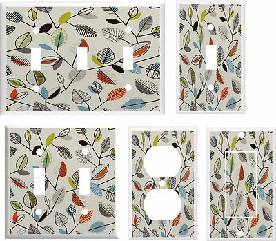 RETRO STYLE LEAVES LIGHT SWITCH COVER PLATE OR OUTLET  U PICK  SIZE AND STYLE