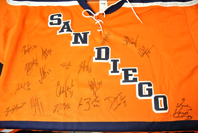 Maillot Vintage San Diego Gulls Hockey Signé - Taille XXL - Orange, Multicolore - Occasion Excellent état