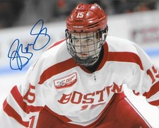 Shane Bowers Colorado Avalanche signed Boston University 8x10 photo Proof 