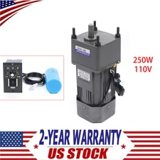 250W 110V AC Gear Reduction Motor Electric+Variable Speed Control Reversible New