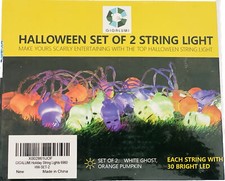 Halloween String Light Set Of 2 White Skeleton Orange Pumpkin ON SALE