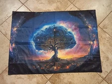 Wall Decor, Tree of Life, Blue, Wall Cloth, Tapestry, Hanging, 38" x 27"