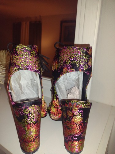 Sexy colorful tassel block heel lace up sandals colorful Oriental design 7 - Picture 10 of 10