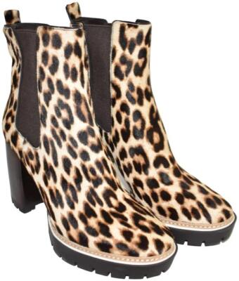 New! Tory Burch Leopard Print Miller 100mm Hair Calf Lug Sole 61404 Boots  Sz