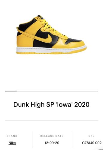 Size iowa dunks 12.5 - Nike Dunk High SP Iowa Wu Tang Varsity Maize Yellow Black