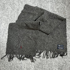 Polo Ralph Lauren Mens Scarf Gray 100 Lambs Wool Made in Scotland Pony