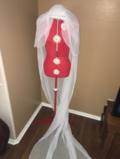 Vintage White Satin Cathedral Length Veil With Detatchable Portion