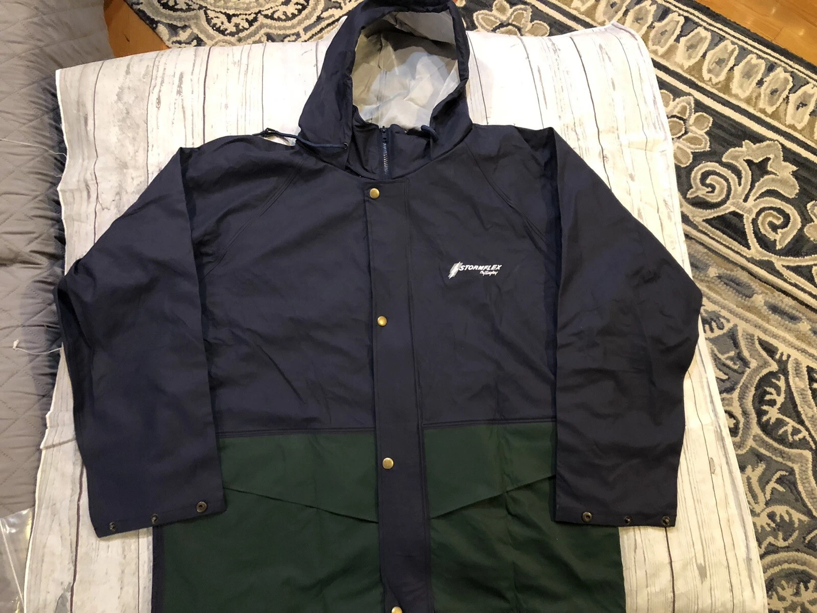 Stormflex By Tingley Rain Jacket Men’s Size Large Blue And Green Zip Snap Marks