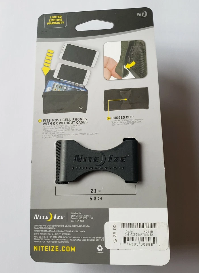 TOTALMENTE NUEVO Estuche Negro Nite Ize Clip Lateral Resistente Nylon Funda para Teléfono - GRANDE Foto 3 de 4