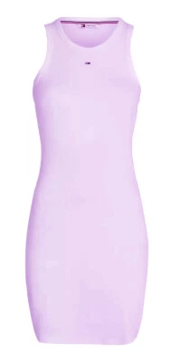 Tommy Jeans robe t shirt cotes violet pale femme essential rib dress DW17406 - Photo 1/4