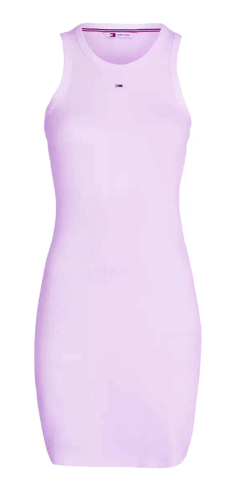 Tommy Jeans robe t shirt cotes violet pale femme essential rib dress DW17406 - Photo 1/4