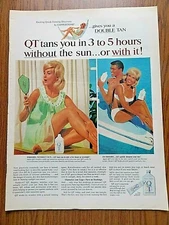 1967 Coppertone QT Sun Tan Ad Q.T. Double Tan Swim Suit Beauty's