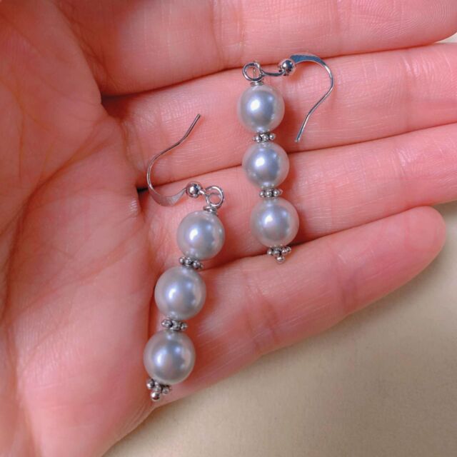 Natural Baroque Pearl eardrop silvering Earrings Gift New Year VALENTINE'S DAY