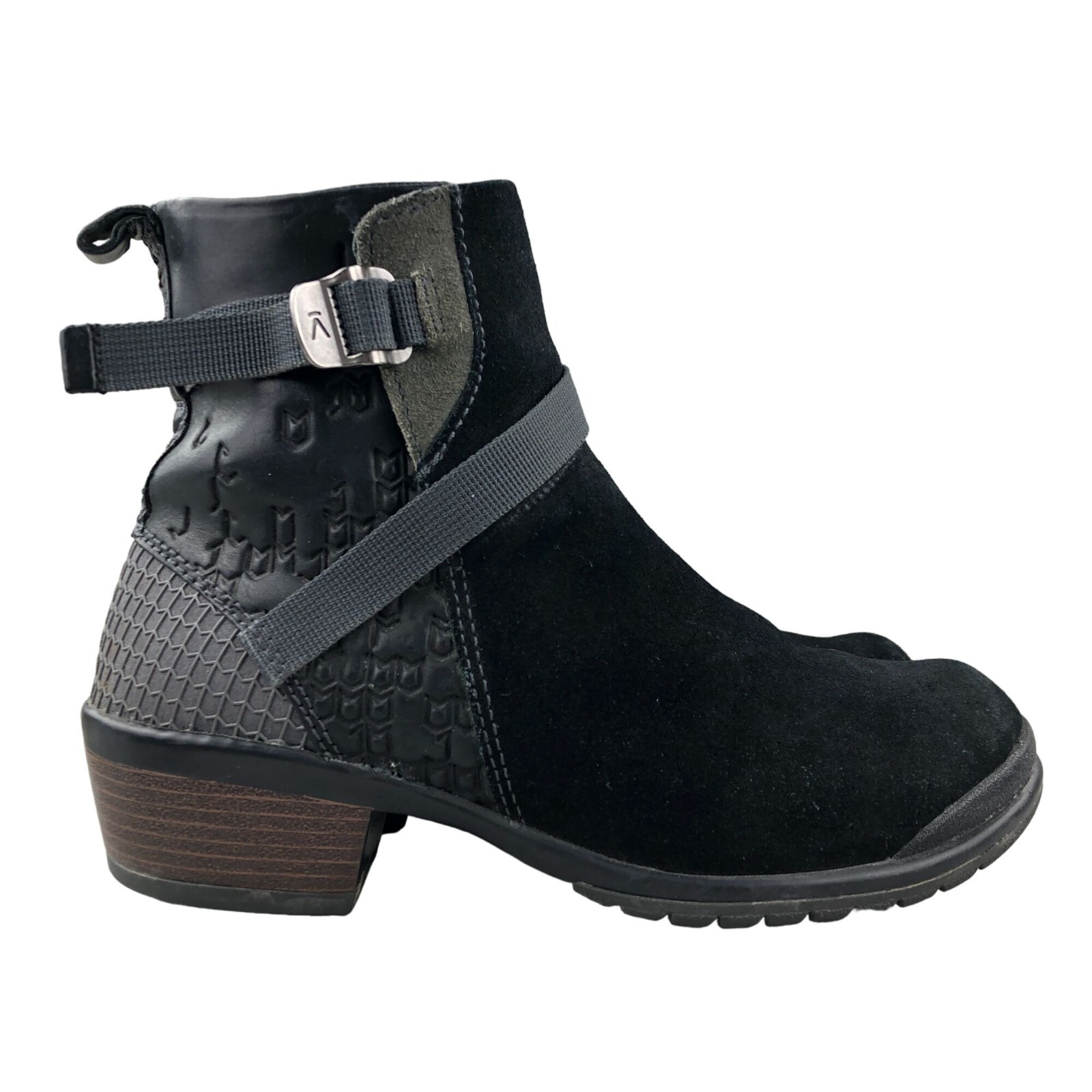 Stivaletti da donna neri Keen taglia 6 pelle avvolgenti fibbia fibbia