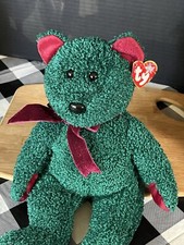 TY Beanie Buddy 2001 Holiday Teddy  Festive Ribbon 15   New