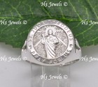 14k solid White gold Saint Jude Thaddeus Pray for us  ring #15167 5.70 grams — photo 3