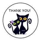 THANK YOU CATS ENVELOPE SEALS STICKERS LABELS TAGS 1.5" ROUND (30) FLOWER CUTE