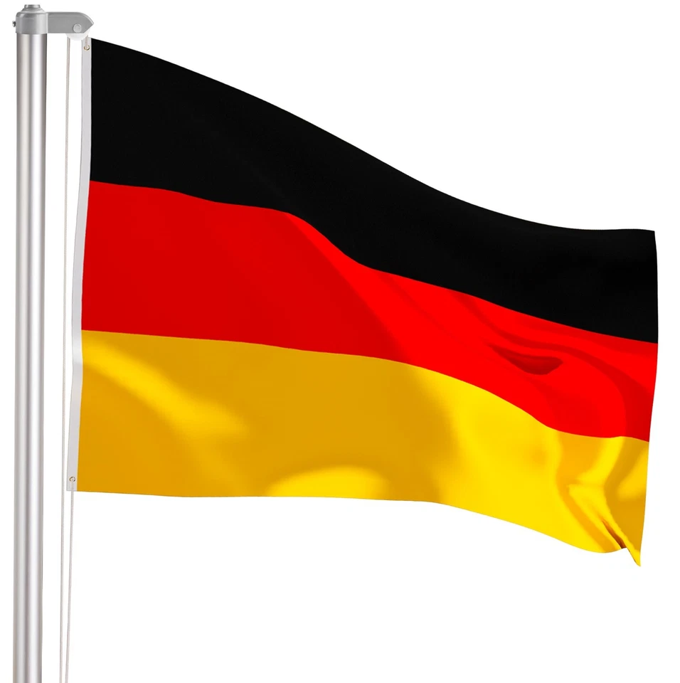 Fahnenmast Flaggenmast Alu Silber 6m 4m Fahnenstange mit Deutschland Fahne - Bild 2 von 4