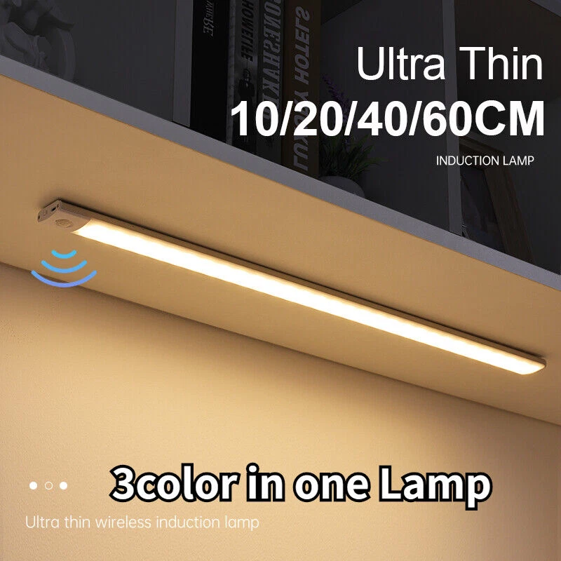 LED Motion Sensor Under Cabinet Closet Light USB Rechargeable Kitchen Lamp Strip - Image 4 of 4