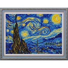 Bead Embroidery Kit DIY Beaded Stitching Stamped Starry Night nik-9887