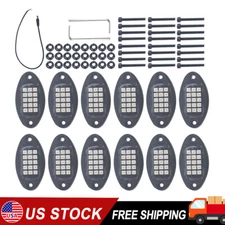 12x RGB LED Pods Rock Light Kit Underbody Glow Neon Lamp Bluetooth Music Control