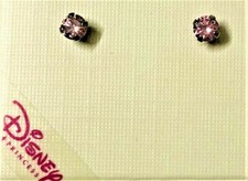 BRAND NEW DISNEY PRINCESS STERLING SILVER 4MM PINK CUBIC ZIRCONIA EARRINGS 30