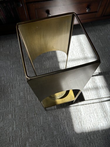 Tall Mid Century Modern Brass Large Candle Holder 21.5”x8”x8” FLAW - Picture 8 of 19