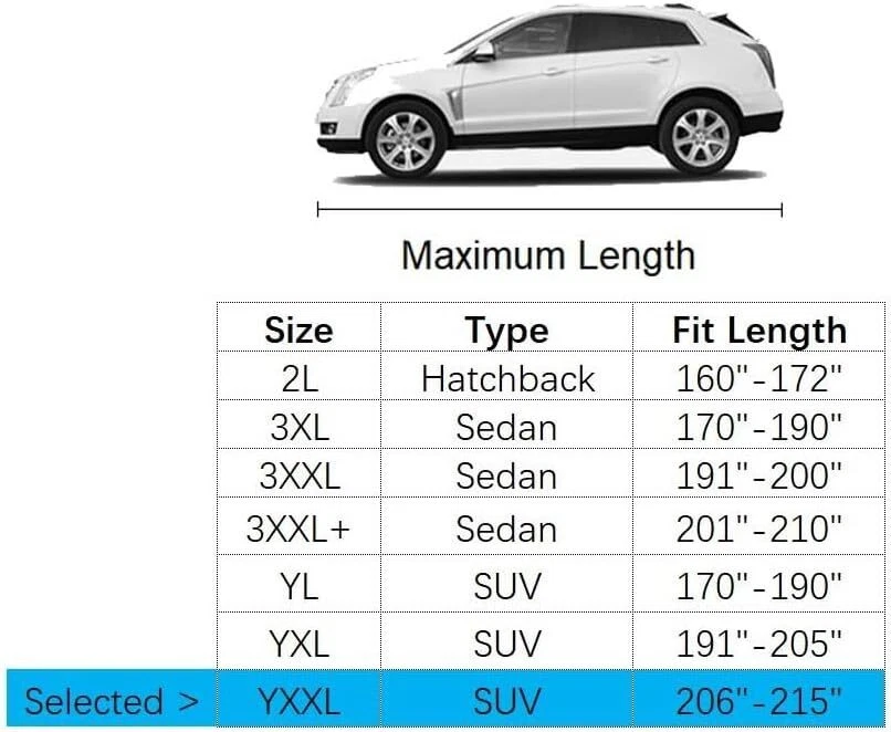 Car Cover for 206-215 inches Full-Size SUV Waterproof All Weather Door Zipper Foto 2 de 4