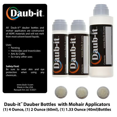 Daub-it Empty Bottles with Mohair Dauber Applicator - 3 Pack - 4, 2, 1 oz. -HDPE