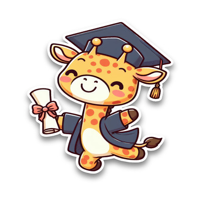 Graduation Animal Cute Giraffe Vinyl Sticker Decal Car Window Scrapbook 100x95mm