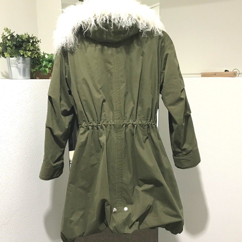 LE CIEL BLEU 18A69409 Long coat removable hood Mode coat Fur coat 