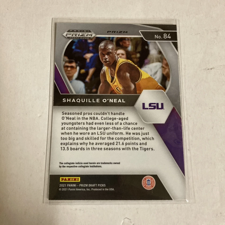 Tarjeta SHAQUILLE O'NEAL SHAQ 2021-22 Panini Prizm Draft Picks Nº 84 GREEN PRIZM Foto 2 de 4