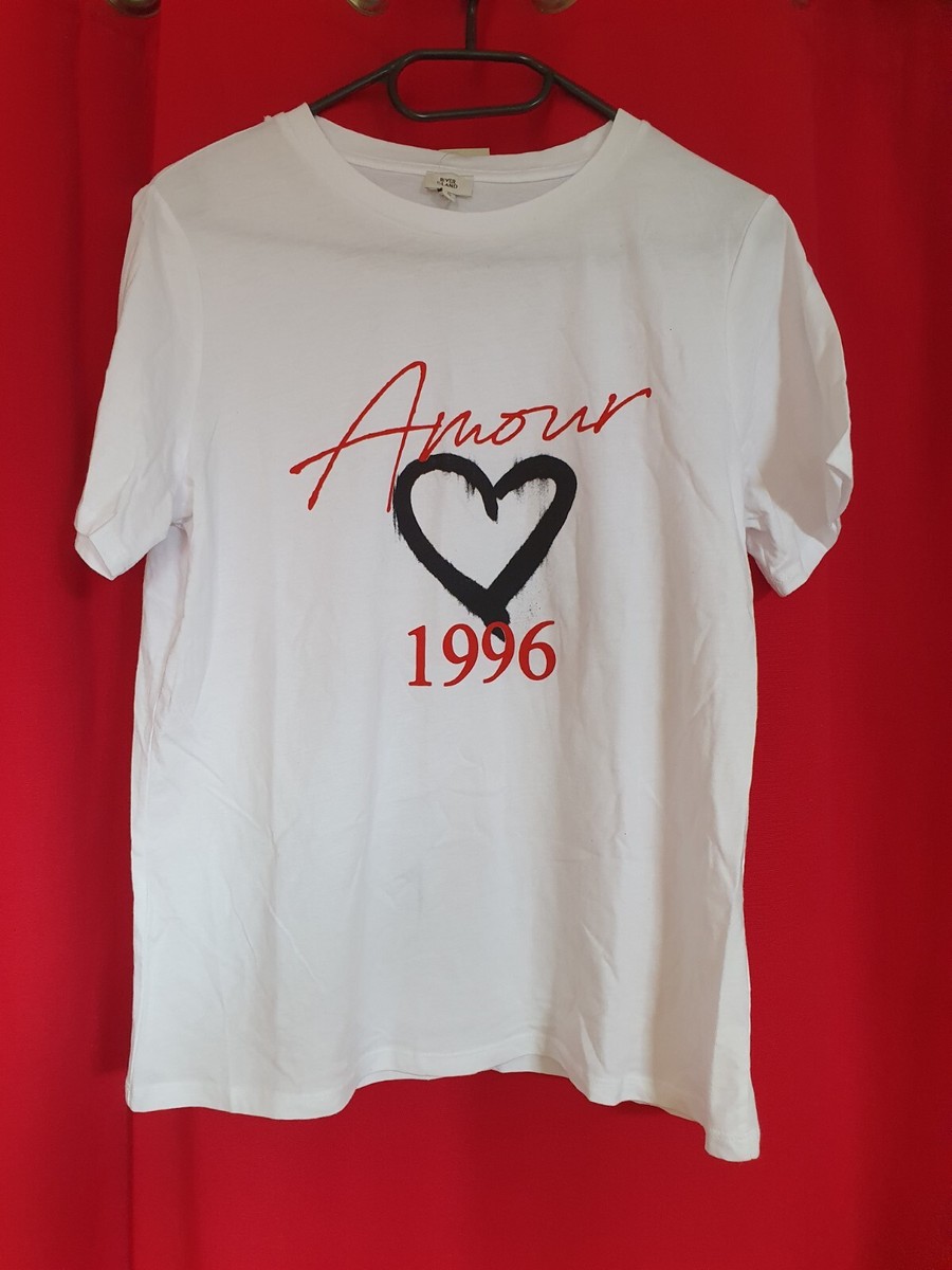 NEW RIVER ISLAND T-Shirt heart AMOUR Womens T-Shirt RRP £30 Various sizes