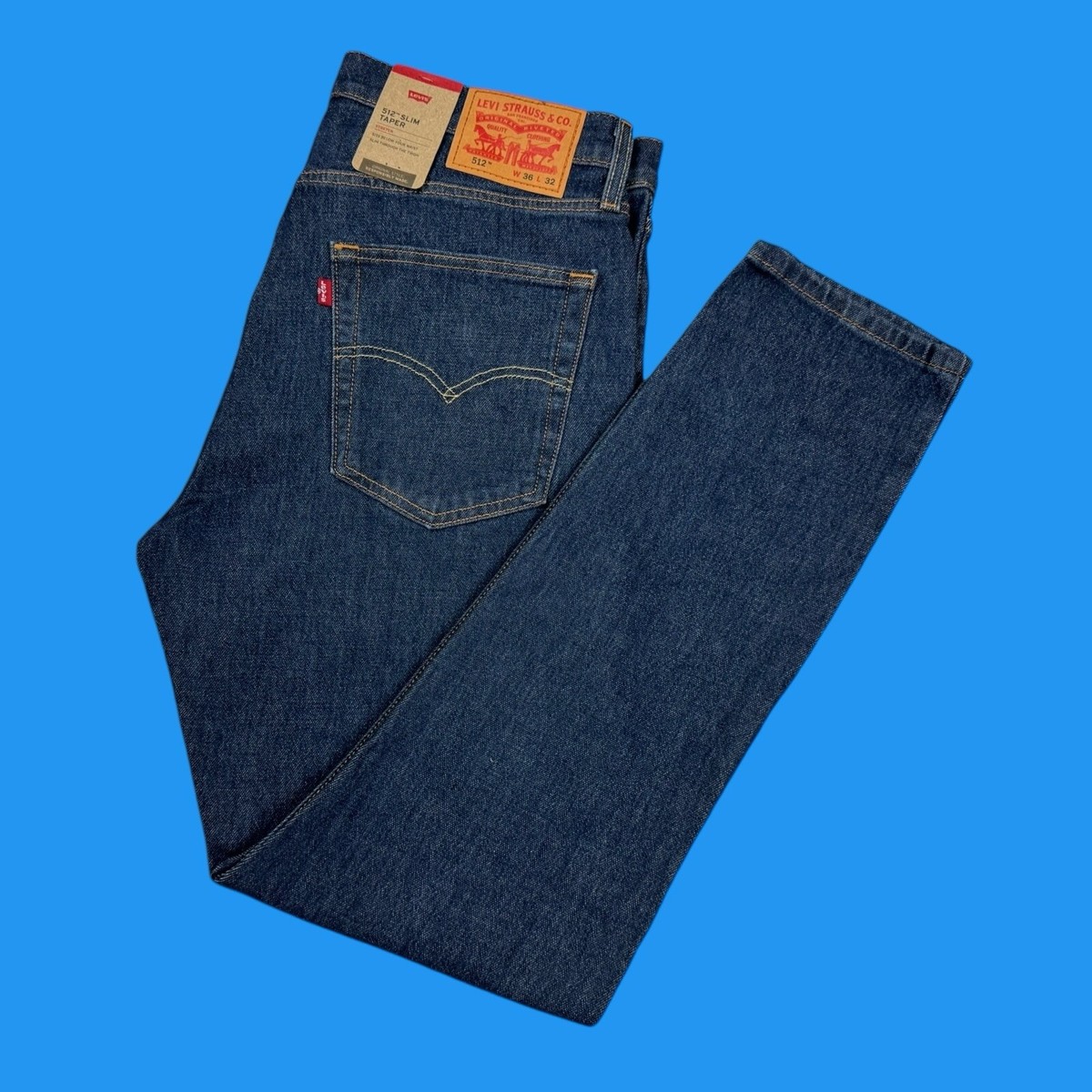 Levi's 512 Jeans Mens Size 36x32 Slim Taper Stretch Medium Blue