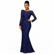 Betsy Adam Formal Evening Gown Womens 4 Navy Wedding Cocktail Party Dress