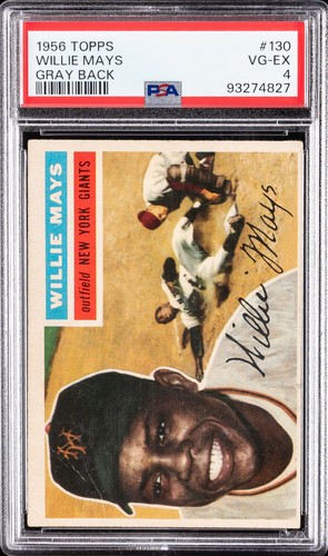 1956 TOPPS GRAY BACK #130 WILLIE MAYS PSA 4