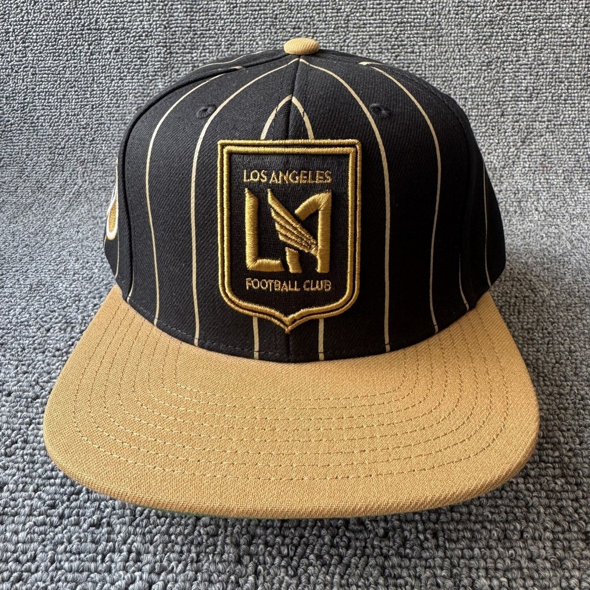 Mitchell & Ness LAFC Retro Snapback Hat Black Gold Flat Brim MLS