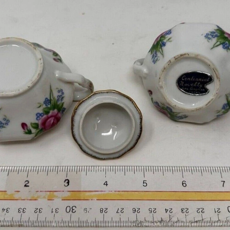 Antiguo Porcelana Enesco - Contenedor Crema Vintage - Azúcarero Floral Blanco Foto 4 de 4