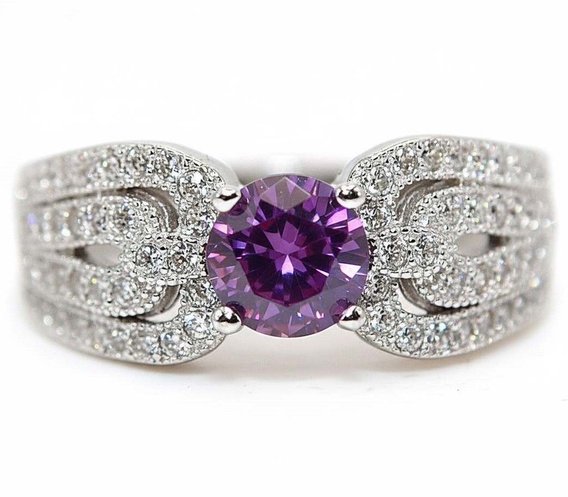 2CT  Amethyst 925 Solid Sterling Silver Ring Jewelry Sz 7 F8-2