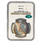 1880-S Morgan Silver Dollar $1 NGC MS 64 CAC Iridescent Gemstone Toning