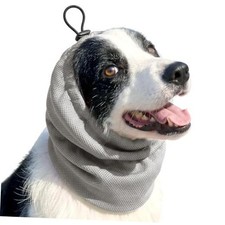 Dog Cooling Snood Bandana for Summer - Cooling Neck Wraps Medium Light Grey