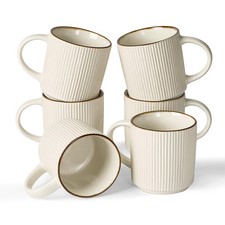 Famiware 6-PC 12oz Ceramic Coffee Mug Set - Star Design, Dishwasher Safe