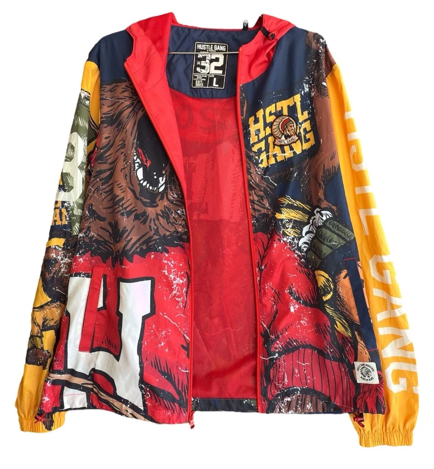 Chaqueta cortavientos Hustle Gang Industrial Block by Block ligera con cremallera completa L Foto 4 de 4